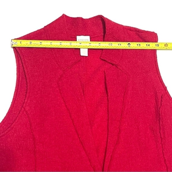 Chico's Woman Red 100% WOOL Cardigan Coat Jacket Size 2 US L/12 - Picture 14 of 16